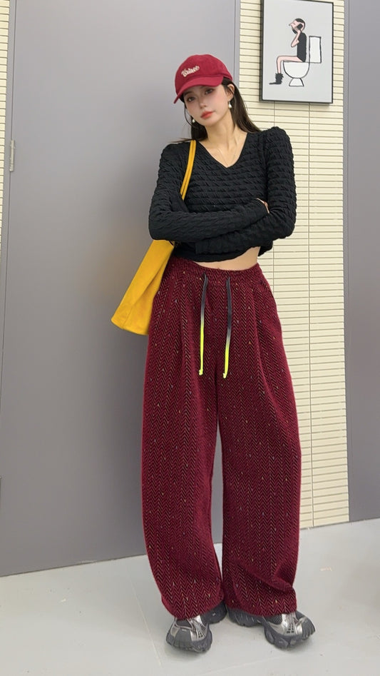 🄶🅁🄾🅄🄽🄳♾🅉🄴🅁🄾25-26SS♾無性別穿搭OverSize美式新款波浪紋寬鬆閃亮休閒長褲