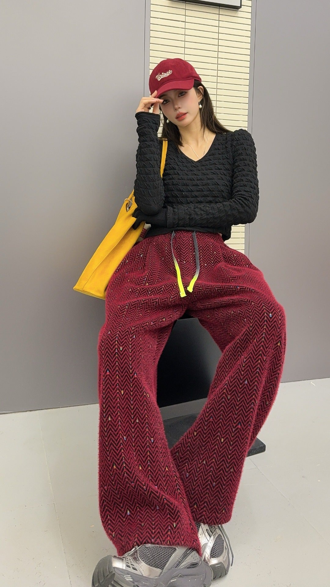 🄶🅁🄾🅄🄽🄳♾🅉🄴🅁🄾25-26SS♾無性別穿搭OverSize美式新款波浪紋寬鬆閃亮休閒長褲