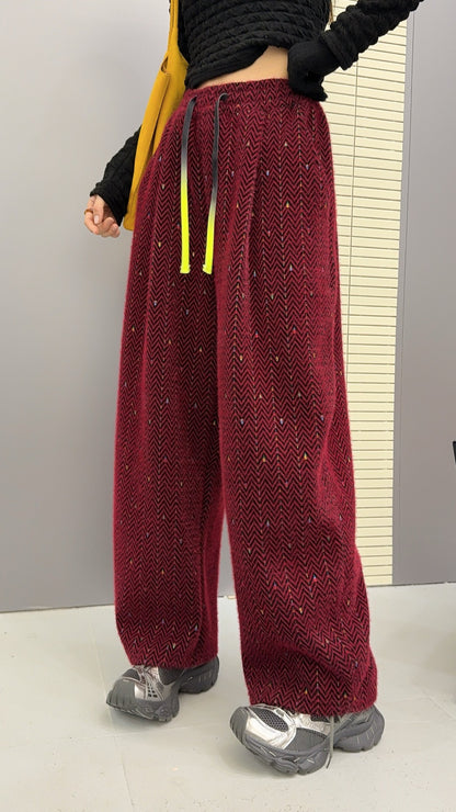 🄶🅁🄾🅄🄽🄳♾🅉🄴🅁🄾25-26SS♾無性別穿搭OverSize美式新款波浪紋寬鬆閃亮休閒長褲