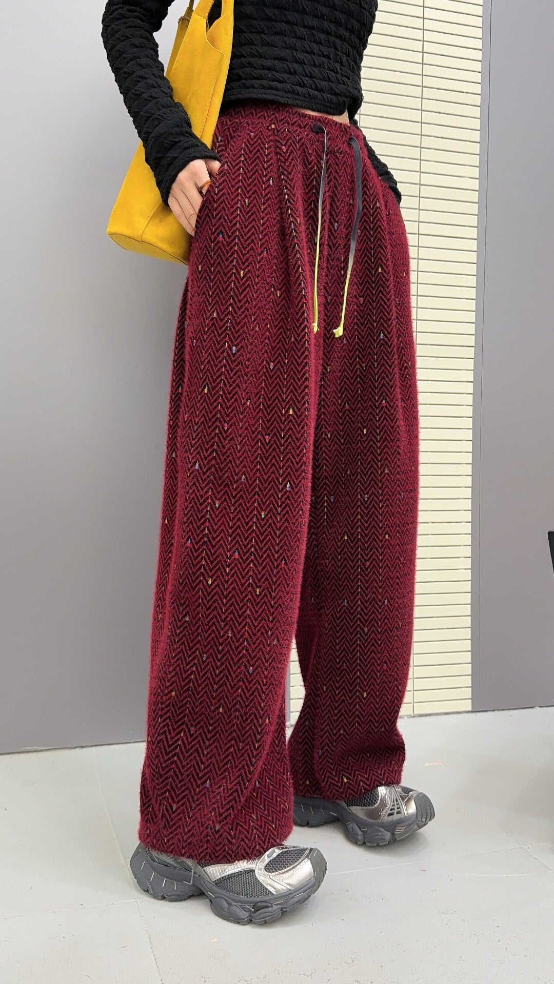 🄶🅁🄾🅄🄽🄳♾🅉🄴🅁🄾25-26SS♾無性別穿搭OverSize美式新款波浪紋寬鬆閃亮休閒長褲