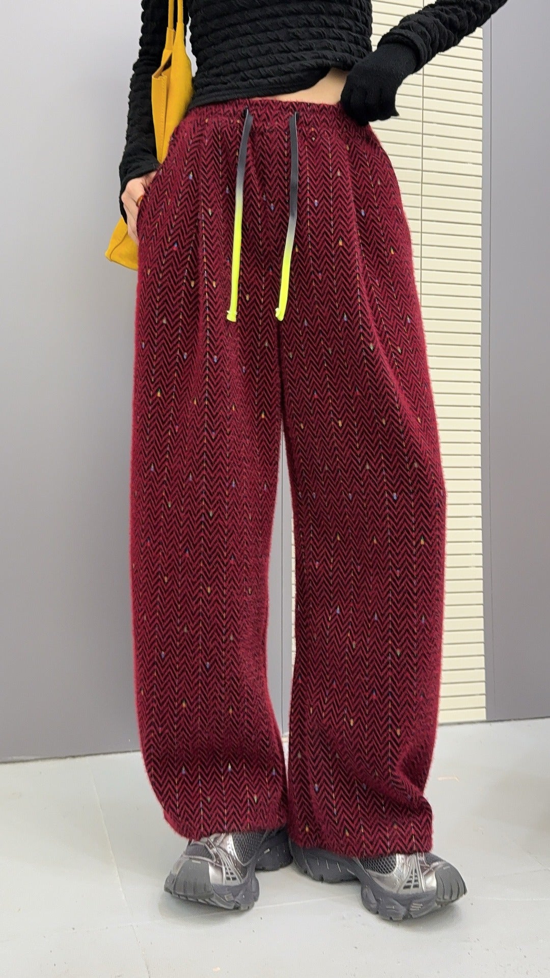 🄶🅁🄾🅄🄽🄳♾🅉🄴🅁🄾25-26SS♾無性別穿搭OverSize美式新款波浪紋寬鬆閃亮休閒長褲