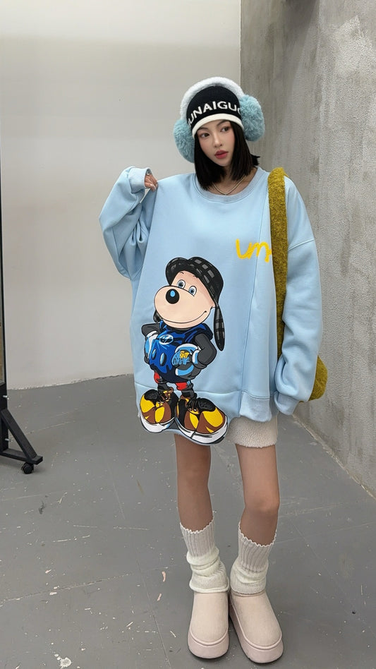 🄶🅁🄾🅄🄽🄳♾🅉🄴🅁🄾25-26SS♾無性別穿搭OverSize美式新款滿版狗狗長袖T-SHIRT(加厚加絨)🔥(現貨優惠)