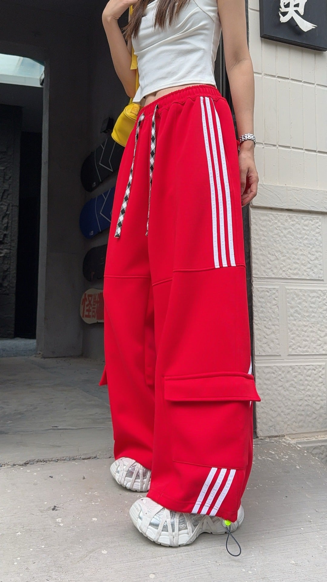 🄶🅁🄾🅄🄽🄳♾🅉🄴🅁🄾25-26SS♾無性別穿搭OverSize美式新款條紋多口袋寬口長褲(現貨優惠)