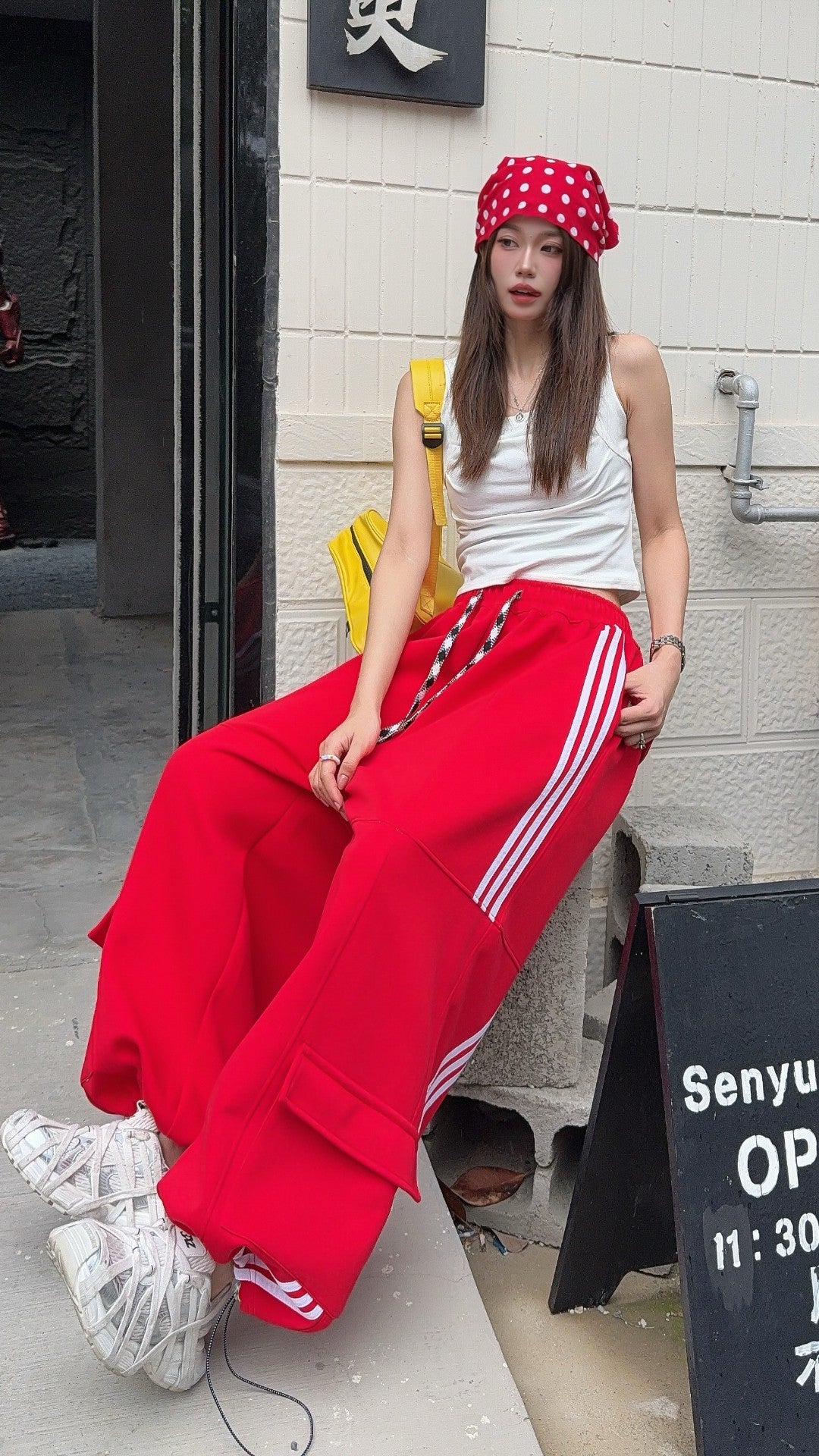 🄶🅁🄾🅄🄽🄳♾🅉🄴🅁🄾25-26SS♾無性別穿搭OverSize美式新款條紋多口袋寬口長褲(現貨優惠)