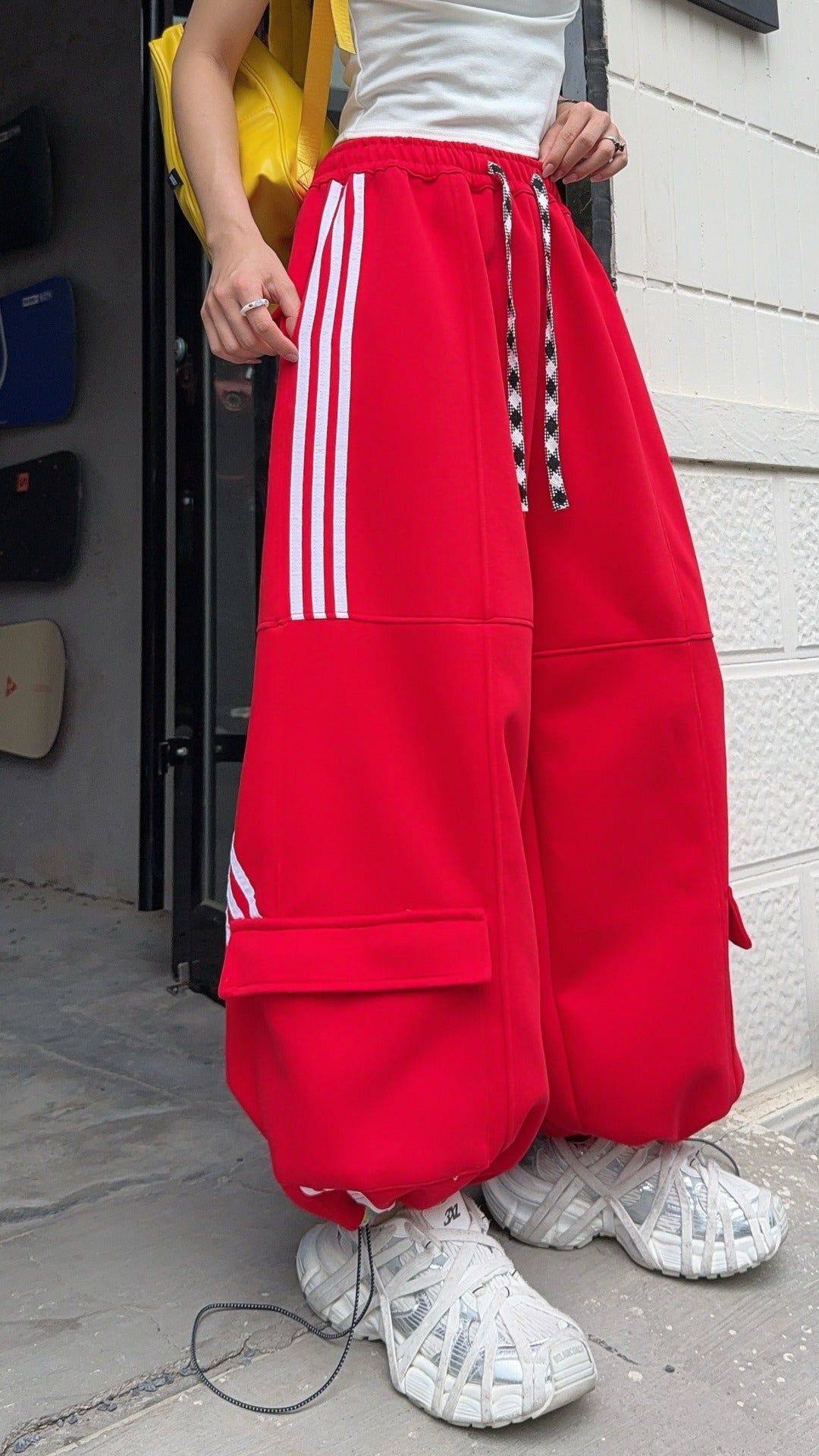 🄶🅁🄾🅄🄽🄳♾🅉🄴🅁🄾25-26SS♾無性別穿搭OverSize美式新款條紋多口袋寬口長褲(現貨優惠)