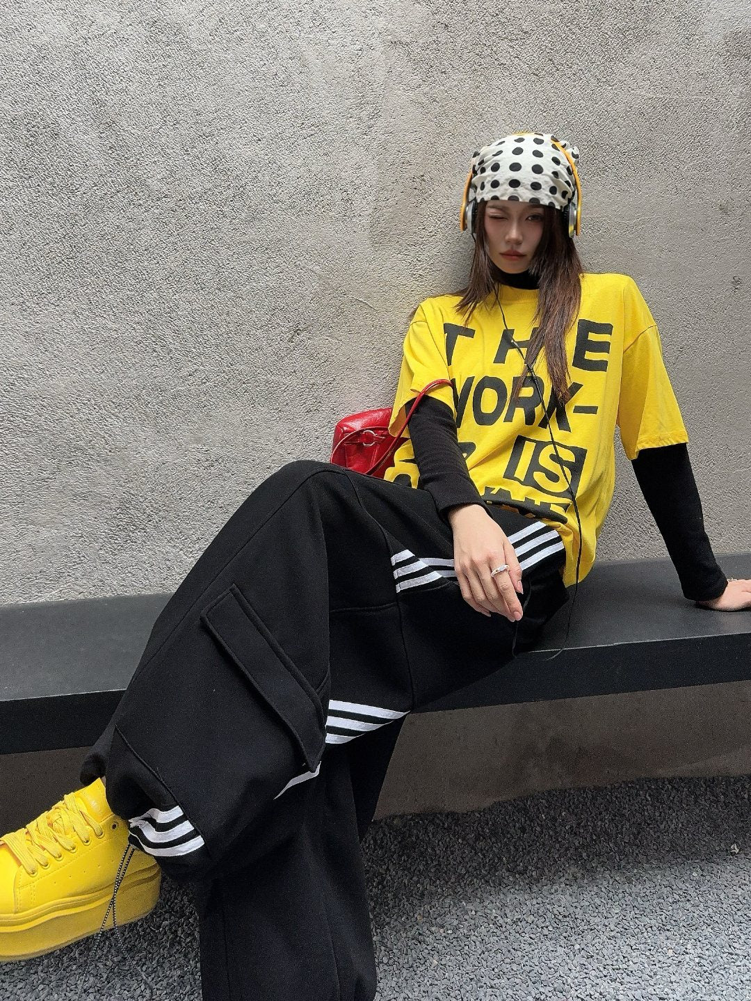 🄶🅁🄾🅄🄽🄳♾🅉🄴🅁🄾25-26SS♾無性別穿搭OverSize美式新款條紋多口袋寬口長褲(現貨優惠)