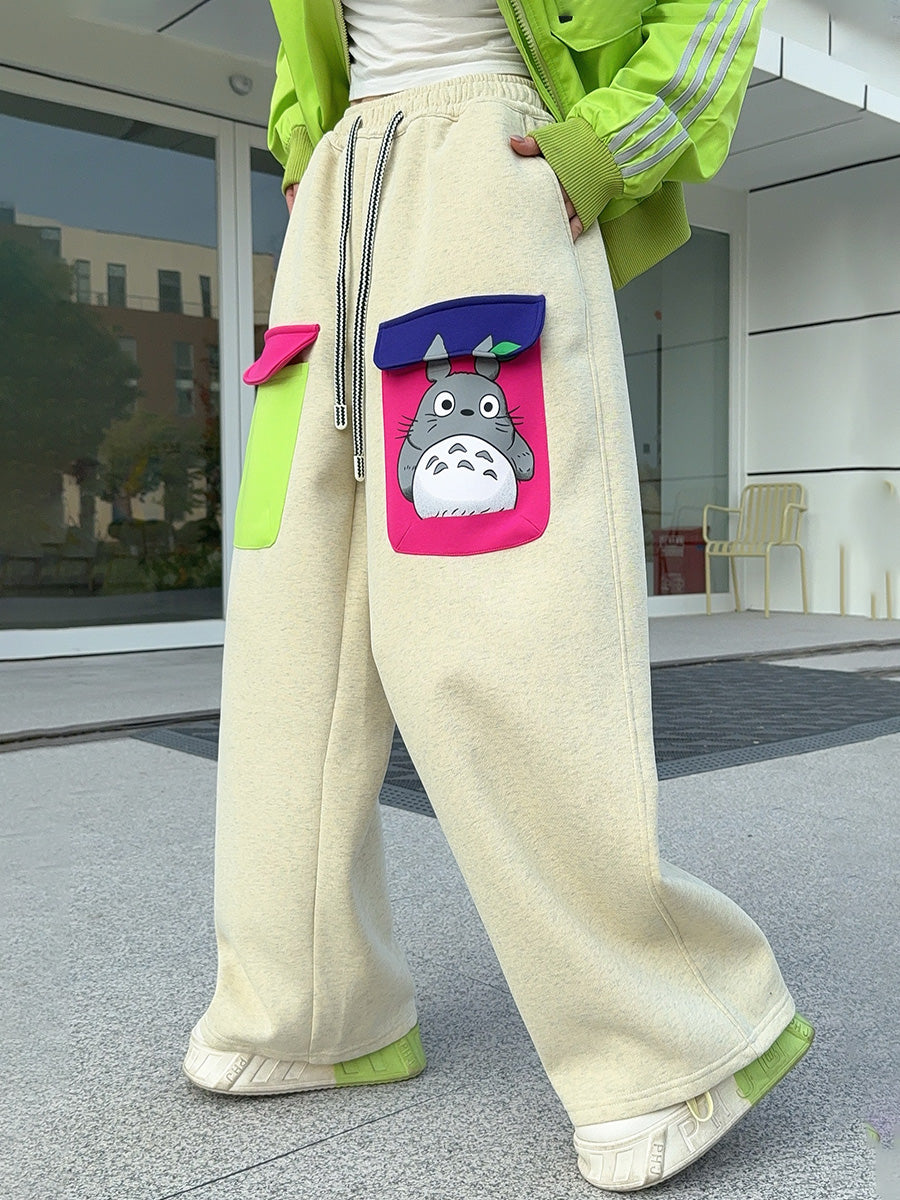 🄶🅁🄾🅄🄽🄳♾🅉🄴🅁🄾25-26SS♾無性別穿搭OverSize美式新款卡通口袋寬管長褲(現貨優惠)