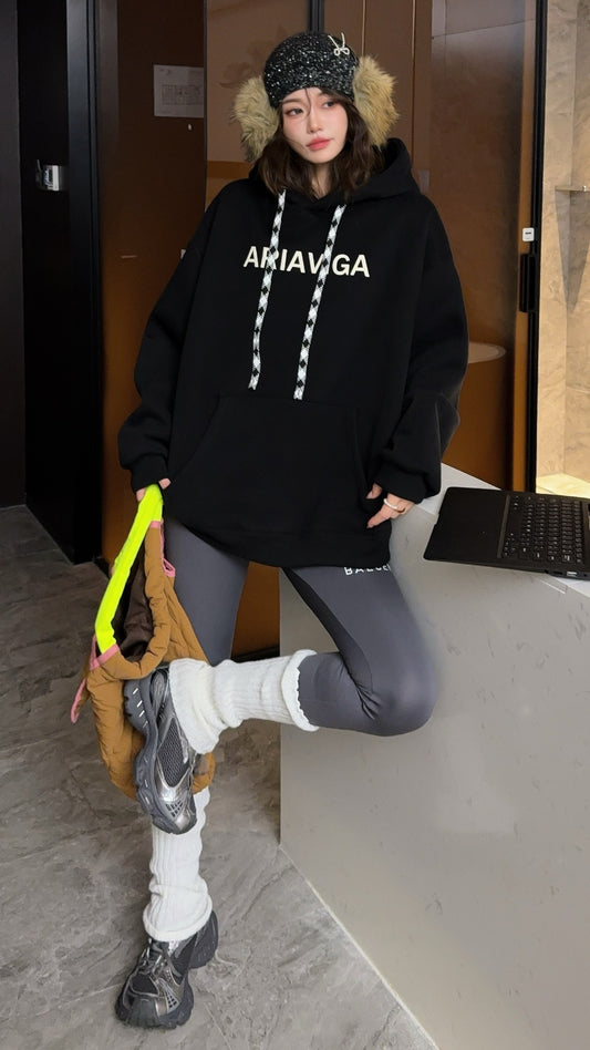 🄶🅁🄾🅄🄽🄳♾🅉🄴🅁🄾25-26SS♾無性別穿搭OverSize美式新款亮片老鷹連帽長袖上衣T-SHIRT(現貨優惠)