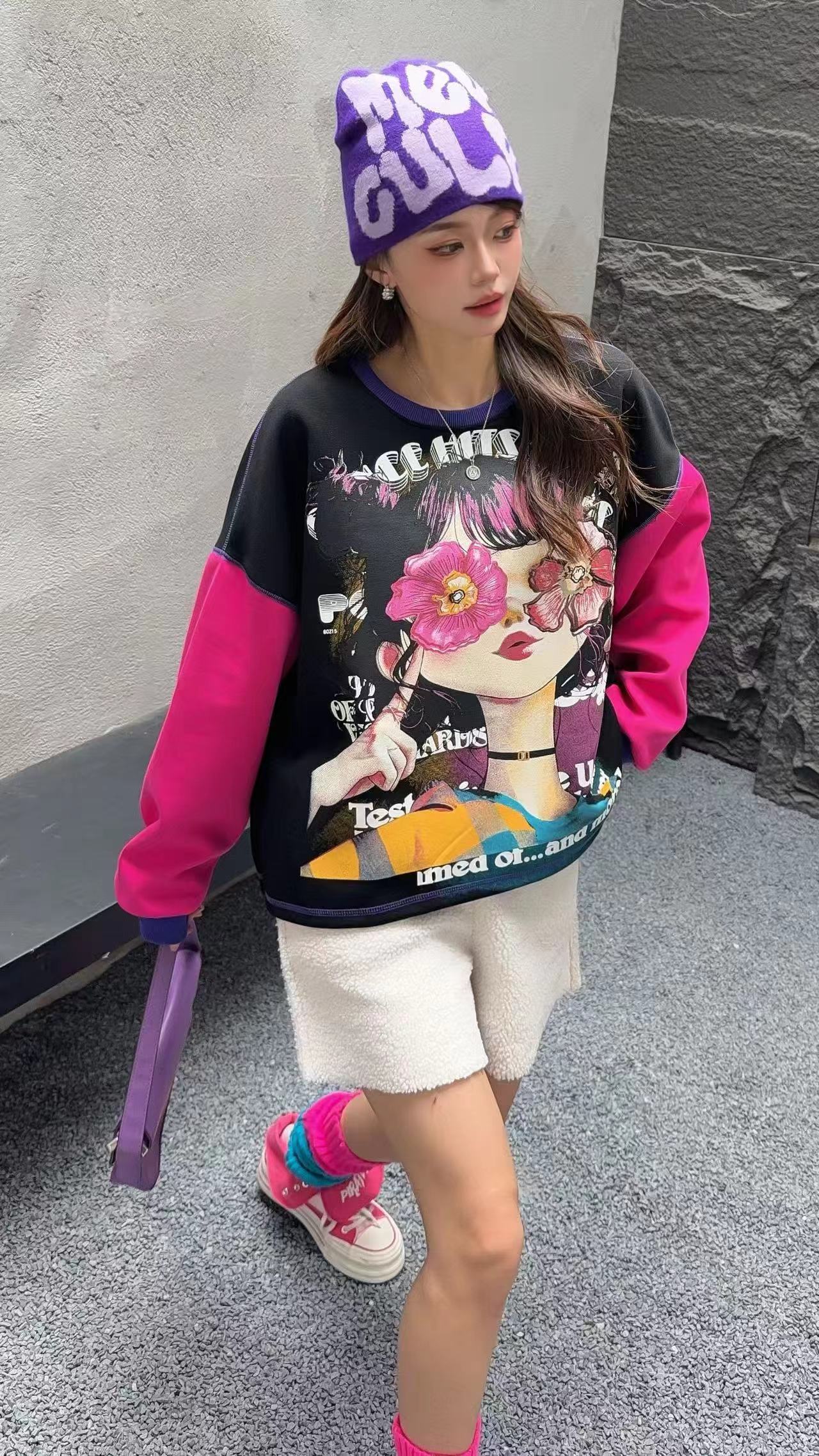 🄶🅁🄾🅄🄽🄳♾🅉🄴🅁🄾25-26SS♾無性別穿搭OverSize美式新款花漾少女長袖上衣T-SHIRT(現貨優惠)