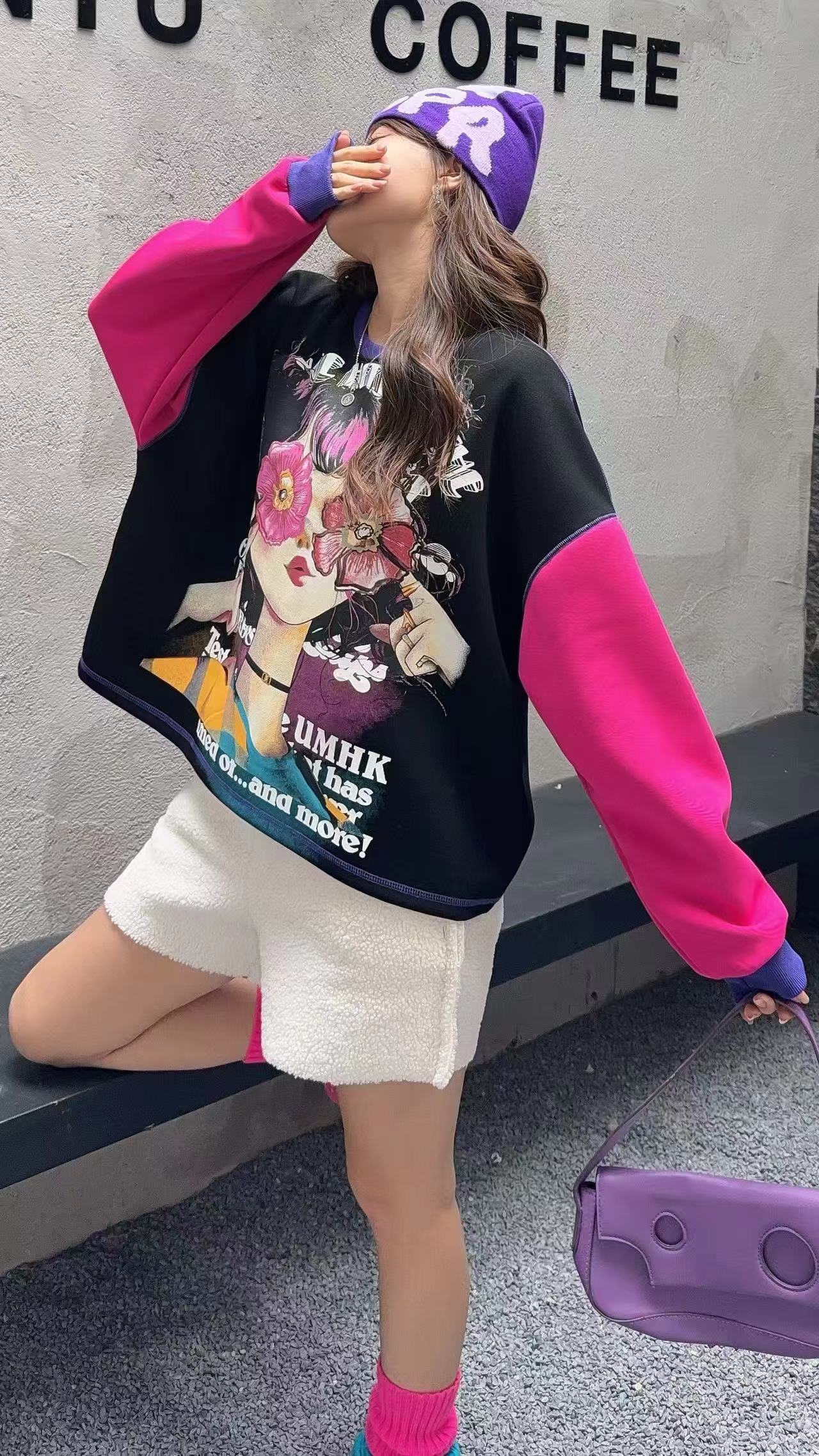 🄶🅁🄾🅄🄽🄳♾🅉🄴🅁🄾25-26SS♾無性別穿搭OverSize美式新款花漾少女長袖上衣T-SHIRT(現貨優惠)