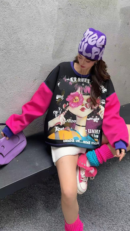 🄶🅁🄾🅄🄽🄳♾🅉🄴🅁🄾25-26SS♾無性別穿搭OverSize美式新款花漾少女長袖上衣T-SHIRT(現貨優惠)