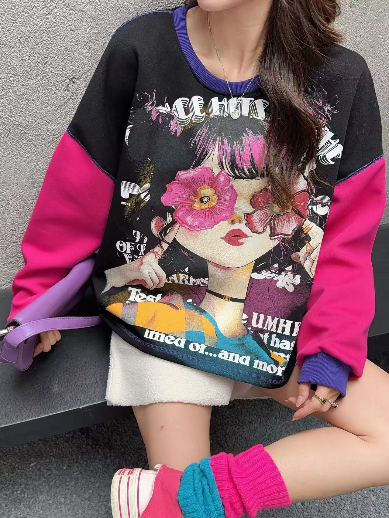 🄶🅁🄾🅄🄽🄳♾🅉🄴🅁🄾25-26SS♾無性別穿搭OverSize美式新款花漾少女長袖上衣T-SHIRT(現貨優惠)