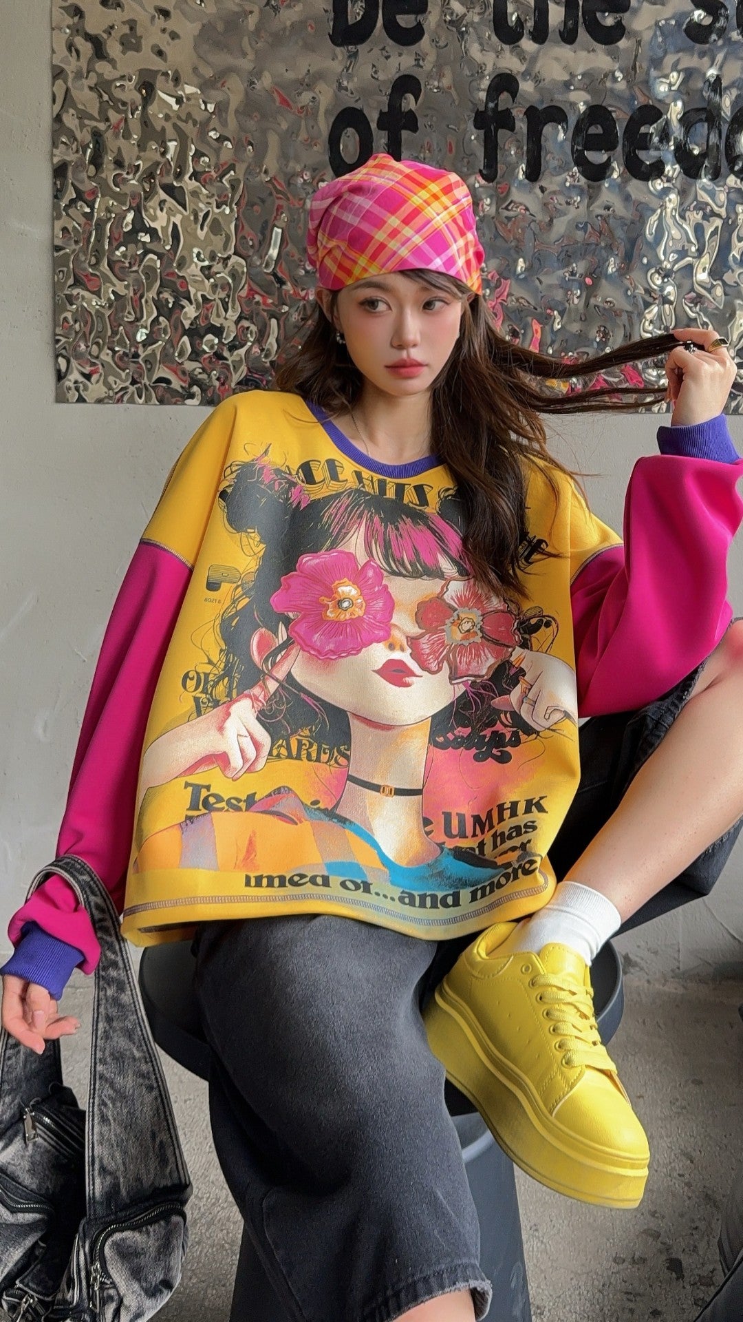 🄶🅁🄾🅄🄽🄳♾🅉🄴🅁🄾25-26SS♾無性別穿搭OverSize美式新款花漾少女長袖上衣T-SHIRT(現貨優惠)