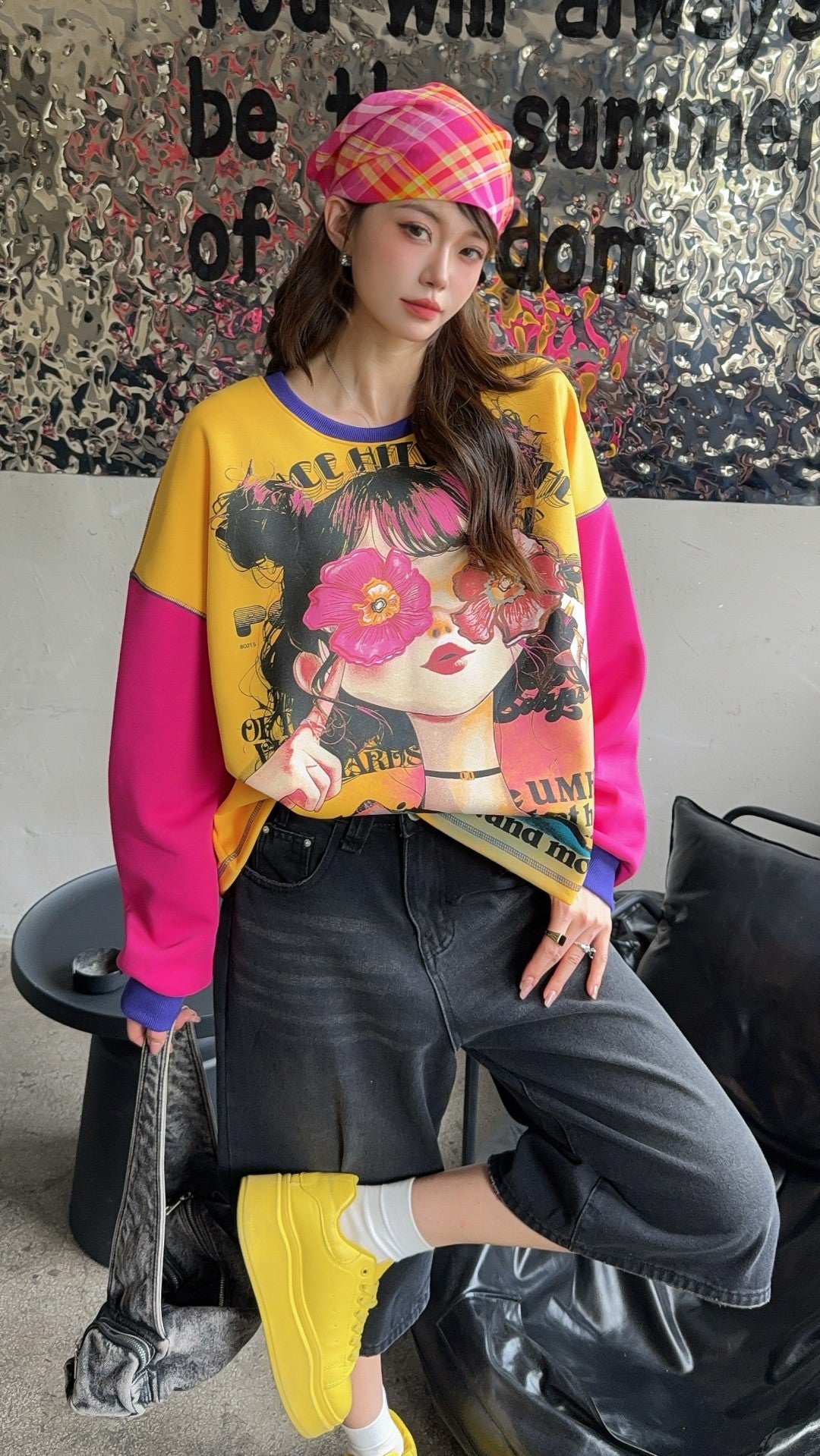 🄶🅁🄾🅄🄽🄳♾🅉🄴🅁🄾25-26SS♾無性別穿搭OverSize美式新款花漾少女長袖上衣T-SHIRT(現貨優惠)