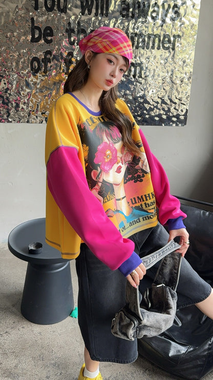 🄶🅁🄾🅄🄽🄳♾🅉🄴🅁🄾25-26SS♾無性別穿搭OverSize美式新款花漾少女長袖上衣T-SHIRT(現貨優惠)
