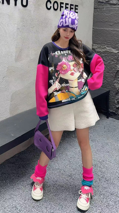 🄶🅁🄾🅄🄽🄳♾🅉🄴🅁🄾25-26SS♾無性別穿搭OverSize美式新款花漾少女長袖上衣T-SHIRT(現貨優惠)