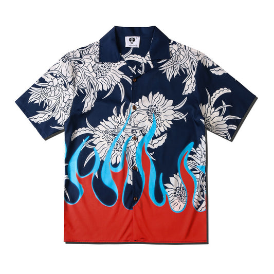 GZ LA West Bund 2023【✟ Pure Love West Bund✟】Retro Chinese style digital printing short-sleeved shirt