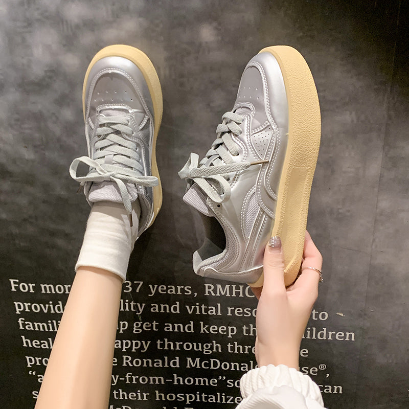 𝔾𝕣𝕠𝕦𝕟𝕕ℤ𝕖𝕣𝕠®－Flexing－shoes✥2024✥美式早秋少女系奶油底厚底網球運動鞋(35-40號)Q522