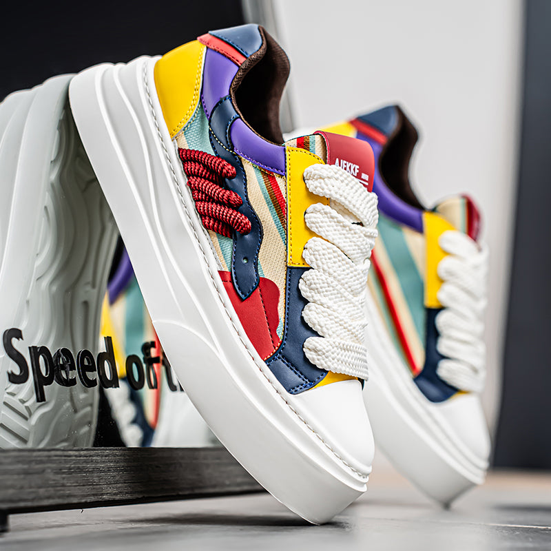 𝔾𝕣𝕠𝕦𝕟𝕕ℤ𝕖𝕣𝕠®－Flexing－shoes✥2025✥美式夏季新款透氣拚彩增高平底休閒滑板鞋LH591