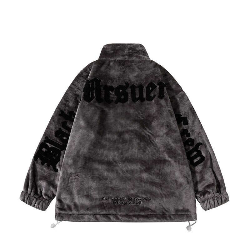 G.Z邁阿密南岸𝔾𝕣𝕠𝕦𝕟𝕕ℤ𝕖𝕣𝕠®✥南裝大佬✥ 美式毛茸茸嘻哈刺繡立領保暖外套(限量)