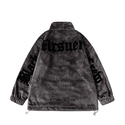 G.Z邁阿密南岸𝔾𝕣𝕠𝕦𝕟𝕕ℤ𝕖𝕣𝕠®✥南裝大佬✥ 美式毛茸茸嘻哈刺繡立領保暖外套(限量)