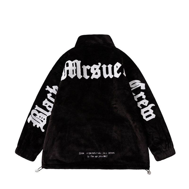 G.Z邁阿密南岸𝔾𝕣𝕠𝕦𝕟𝕕ℤ𝕖𝕣𝕠®✥南裝大佬✥ 美式毛茸茸嘻哈刺繡立領保暖外套(限量)