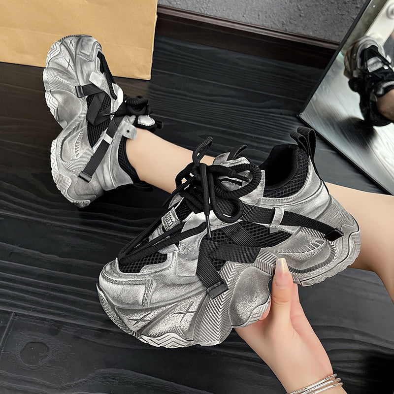 𝔾𝕣𝕠𝕦𝕟𝕕ℤ𝕖𝕣𝕠®－Flexing－shoes✥2024✥美式秋冬新款增高髒髒色系顯瘦女款老爹走路鞋(35-40號)9112