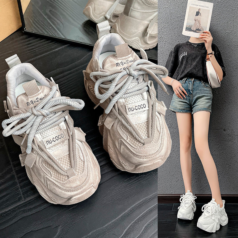 𝔾𝕣𝕠𝕦𝕟𝕕ℤ𝕖𝕣𝕠®－Flexing－shoes✥2024✥美式秋冬新款增高髒髒色系顯瘦女款老爹走路鞋(35-40號)9112