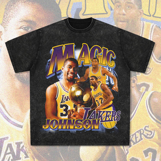 GZ Miami South Shore✥𝔾𝕣𝕠𝕦𝕟𝕕ℤ𝕖𝕣𝕠®✥2023 South suit big guy/super thick pound-American casual 97'year Magic Johnson heavyweight neutral short-sleeved T-Shirt 