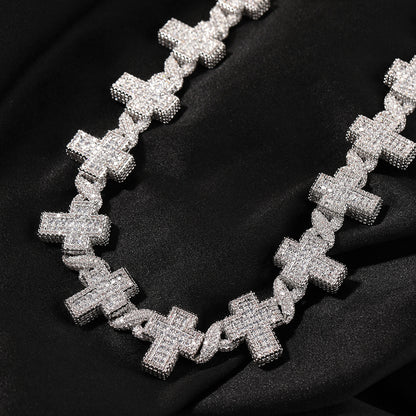Flexing精品✥𝔾𝕣𝕠𝕦𝕟𝕕ℤ𝕖𝕣𝕠®✥歐美嘻哈大十字加厚滿鑽項鍊不鏽鋼中性男女街頭項鍊