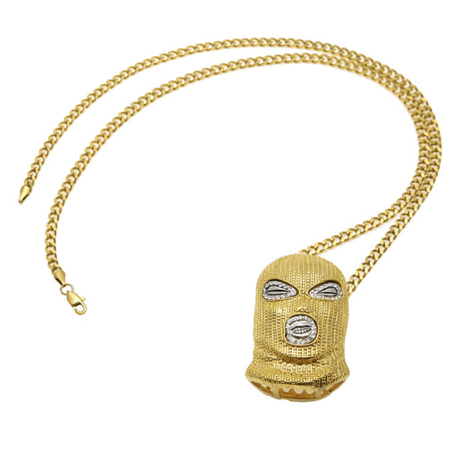 Flexing boutique 2023✥𝔾𝕣𝕠𝕦𝕟𝕕ℤ𝕖𝕣𝕠®✥European and American hip-hop full diamond anti-terrorist stainless steel pendant pendant necklace neutral men and women street 