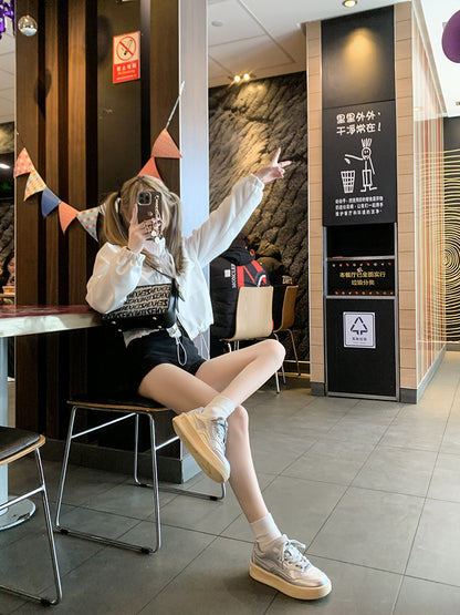 𝔾𝕣𝕠𝕦𝕟𝕕ℤ𝕖𝕣𝕠®－Flexing－shoes✥2024✥美式早秋少女系奶油底厚底網球運動鞋(35-40號)Q522