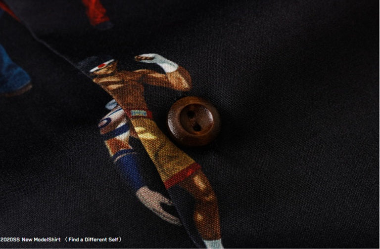 G.Z マイアミ サウスショア✥𝔾𝕣𝕠𝕦𝕟𝕕ℤ𝕖𝕣𝕠®✥2023 サウス スーツ ビッグガイ/アメリカン スタイル 99 ' キング オブ ファイターズ フルボード フィギュア ルーズ オープン カラー シャツ