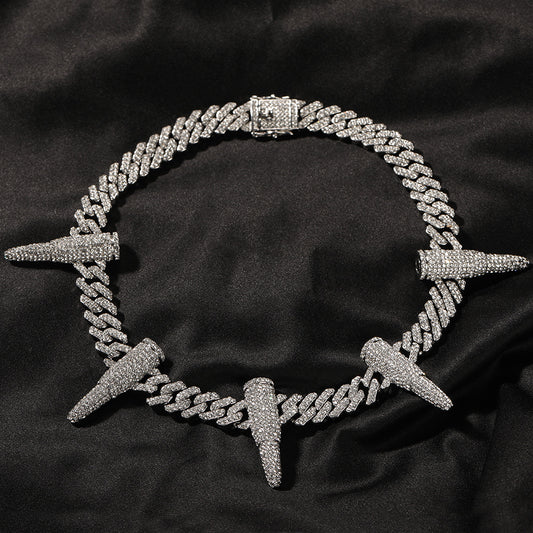Flexing精品✥𝔾𝕣𝕠𝕦𝕟𝕕ℤ𝕖𝕣𝕠®✥歐美嘻哈爪牙黑豹瓦干達滿鑽不鏽鋼中性男女街頭項鍊