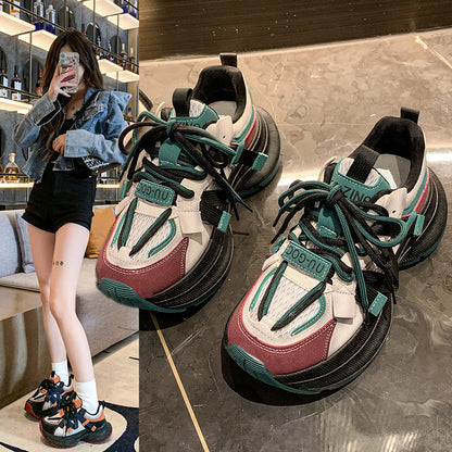 𝔾𝕣𝕠𝕦𝕟𝕕ℤ𝕖𝕣𝕠®－Flexing－shoes✥2024✥美式秋冬新款拼色顯瘦增高女款老爹走路鞋(35-40號)5503