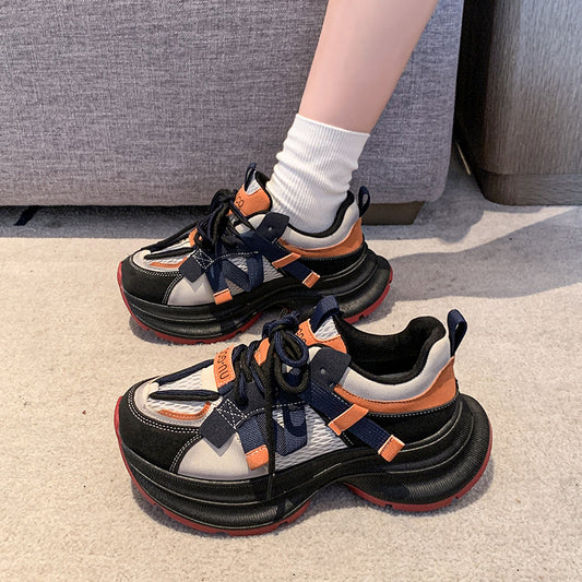 𝔾𝕣𝕠𝕦𝕟𝕕ℤ𝕖𝕣𝕠®－Flexing－shoes✥2024✥美式秋冬新款拼色顯瘦增高女款老爹走路鞋(35-40號)5503