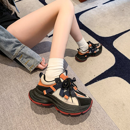 𝔾𝕣𝕠𝕦𝕟𝕕ℤ𝕖𝕣𝕠®－Flexing－shoes✥2024✥美式秋冬新款拼色顯瘦增高女款老爹走路鞋(35-40號)5503