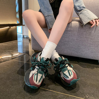 𝔾𝕣𝕠𝕦𝕟𝕕ℤ𝕖𝕣𝕠®－Flexing－shoes✥2024✥美式秋冬新款拼色顯瘦增高女款老爹走路鞋(35-40號)5503