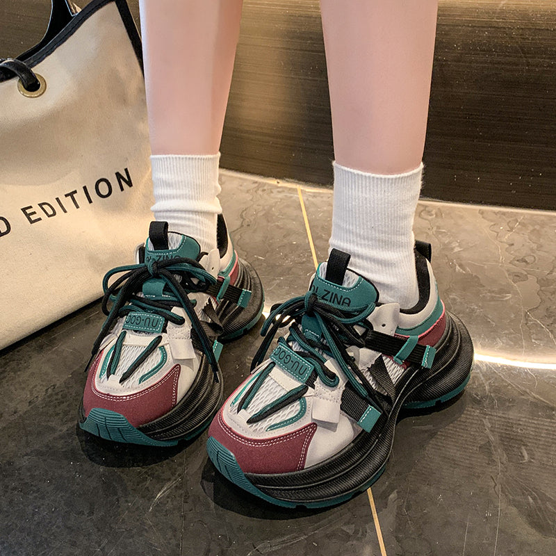 𝔾𝕣𝕠𝕦𝕟𝕕ℤ𝕖𝕣𝕠®－Flexing－shoes✥2024✥美式秋冬新款拼色顯瘦增高女款老爹走路鞋(35-40號)5503