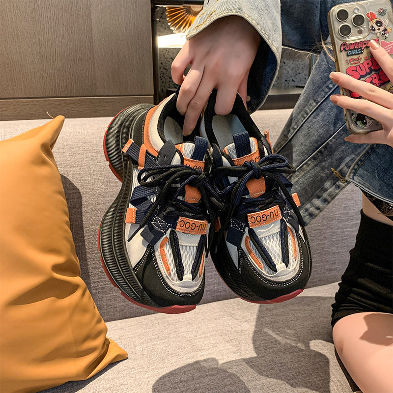 𝔾𝕣𝕠𝕦𝕟𝕕ℤ𝕖𝕣𝕠®－Flexing－shoes✥2024✥美式秋冬新款拼色顯瘦增高女款老爹走路鞋(35-40號)5503