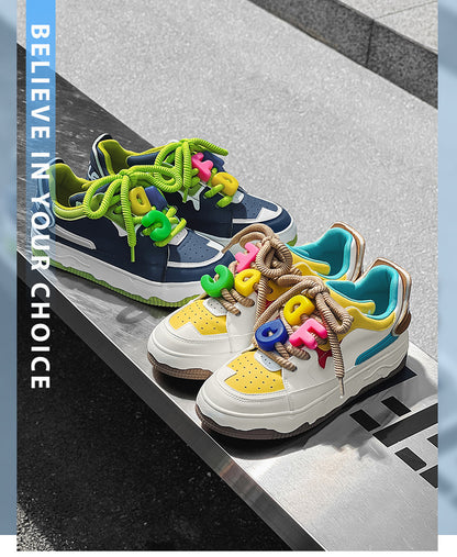 GZ Flexing shoes 2024 歐美街頭百搭冰激淋多色拼接設計感情侶麵包鞋