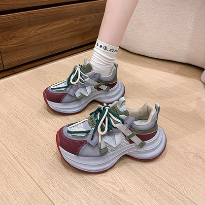 𝔾𝕣𝕠𝕦𝕟𝕕ℤ𝕖𝕣𝕠®－Flexing－shoes✥2024✥美式秋冬新款拼色顯瘦增高女款老爹走路鞋(35-40號)5503