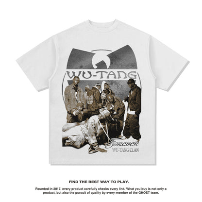 G.Z 邁阿密南岸✥𝔾𝕣𝕠𝕦𝕟𝕕ℤ𝕖𝕣𝕠®✥２０２4南裝大佬/美式嘻哈Wu-Tang寬鬆厚磅數純棉男女中性T-Shirt上衣