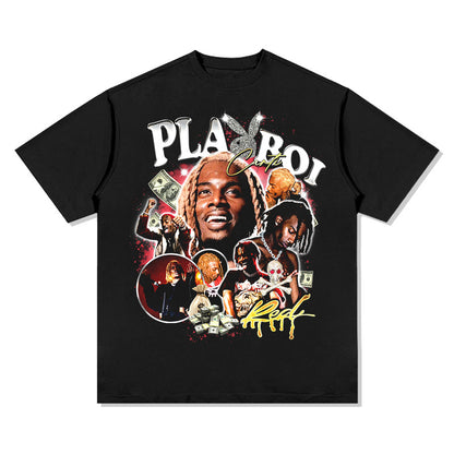 G.Z 邁阿密南岸✥𝔾𝕣𝕠𝕦𝕟𝕕ℤ𝕖𝕣𝕠®✥２０２4南裝大佬/美式嘻哈Playboi Carti寬鬆厚磅數純棉男女中性T-Shirt上衣