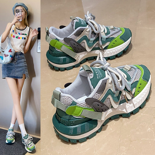 𝔾𝕣𝕠𝕦𝕟𝕕ℤ𝕖𝕣𝕠®－Flexing－shoes✥2024✥美式早秋拼色新款女款增高運動風走路鞋(35-40號)CM995