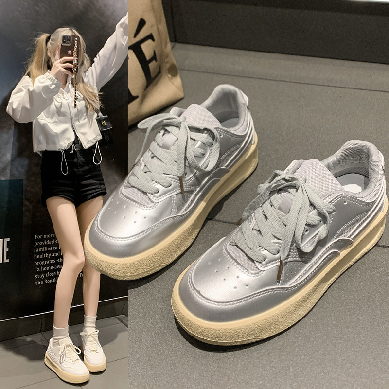 𝔾𝕣𝕠𝕦𝕟𝕕ℤ𝕖𝕣𝕠®－Flexing－shoes✥2024✥美式早秋少女系奶油底厚底網球運動鞋(35-40號)Q522