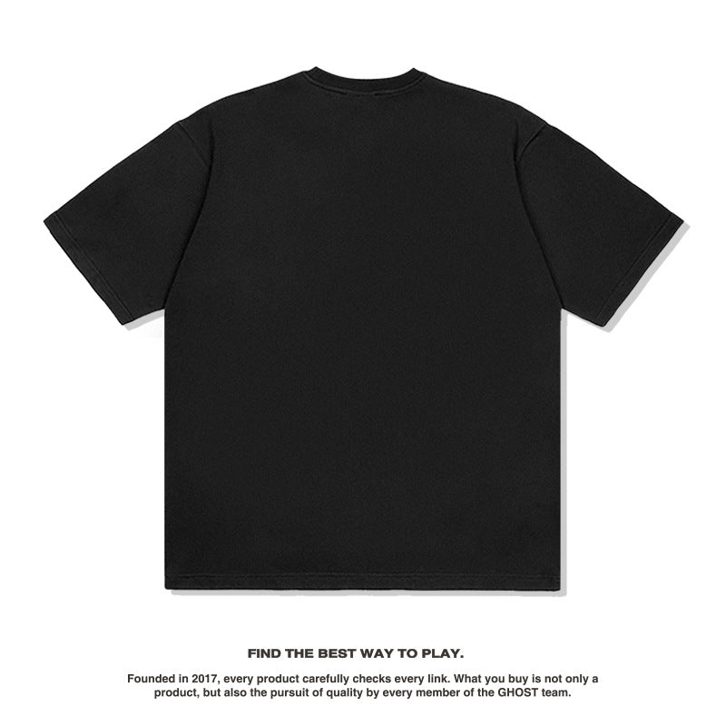 G.Z 邁阿密南岸✥𝔾𝕣𝕠𝕦𝕟𝕕ℤ𝕖𝕣𝕠®✥２０２３南裝大佬/超厚磅-美式休閒-暗黑嘻哈系列手槍重磅數中性短袖T-Shirt