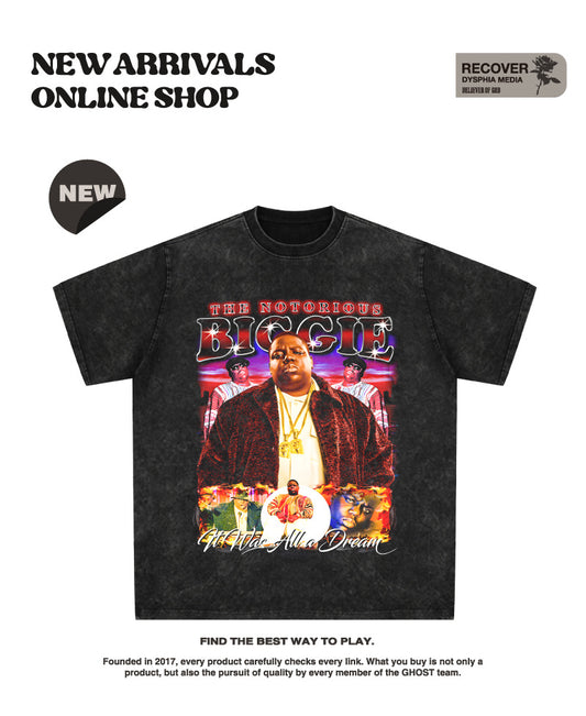 G.Z 邁阿密南岸✥𝔾𝕣𝕠𝕦𝕟𝕕ℤ𝕖𝕣𝕠®✥２０２4南裝大佬/美式嘻哈Biggie寬鬆厚磅數純棉男女中性T-Shirt上衣