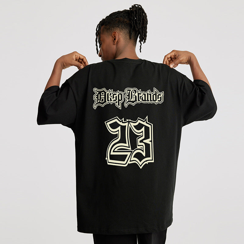 G.Z LA西岸 2024 春夏新款【✟純愛西岸✟】歐美嘻哈歌德23字體寬鬆重磅情侶T-Shirt