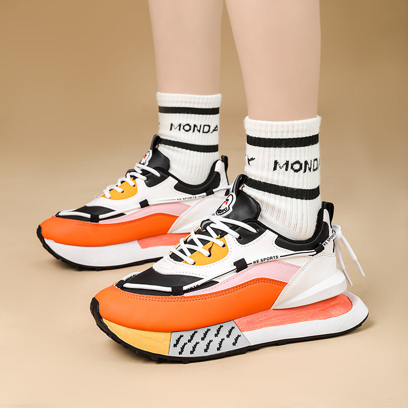 𝔾𝕣𝕠𝕦𝕟𝕕ℤ𝕖𝕣𝕠®－Flexing－shoes✥2025年✥美式新款靚彩拼色增高5cm可愛風女款老爹走路鞋(35-41號)W055